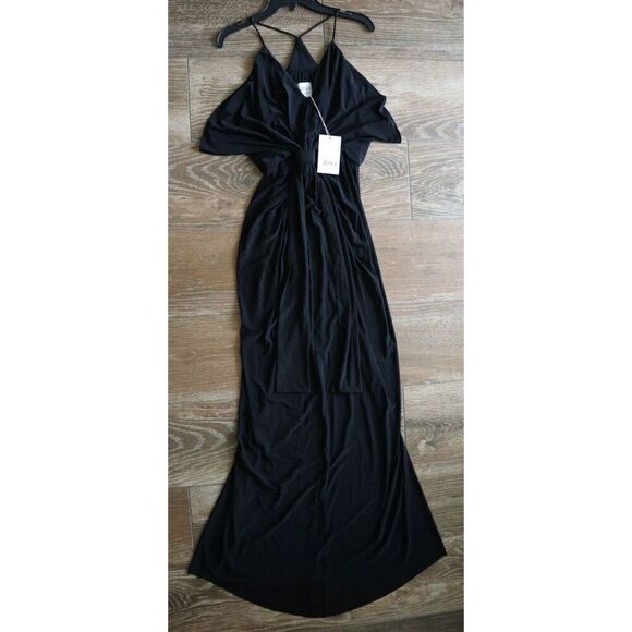 MISA Los Angeles Women's Sz Small Black Domino Tie Front Maxi Dress - Picture 6 of 8